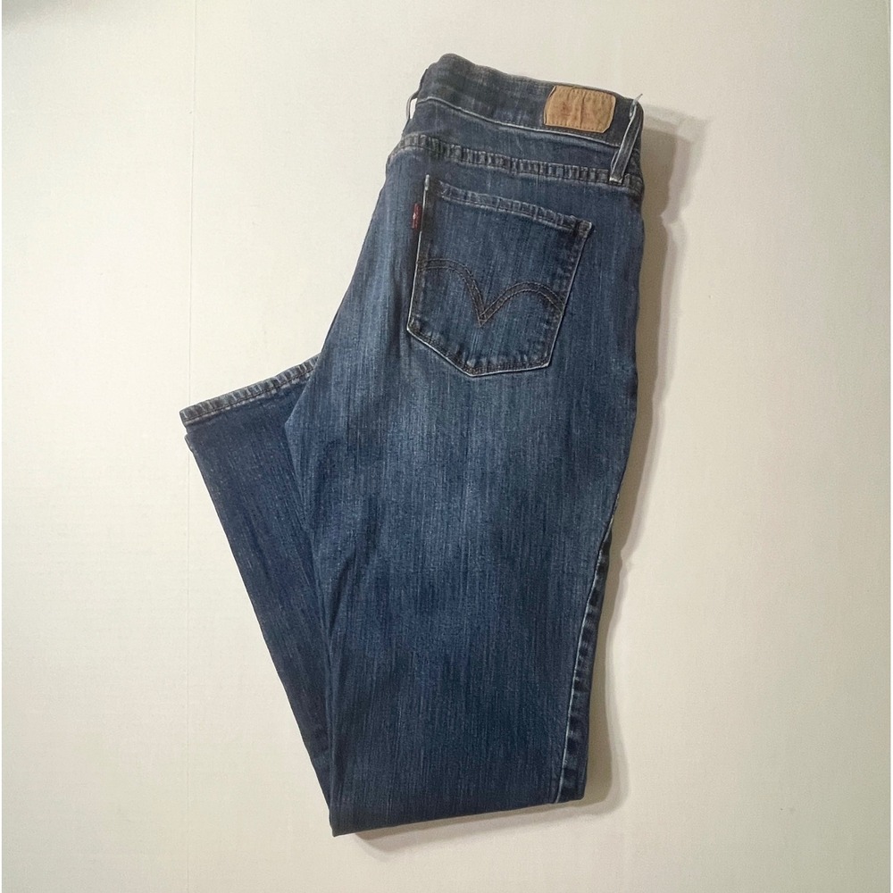 Levis 525 Perfect Waist Jeans Womens 12 S/C Straight Leg Blue Stretch Classic